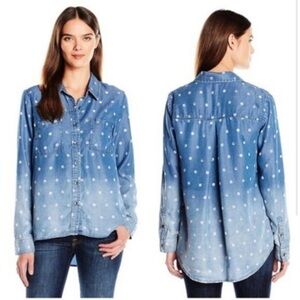 NWT Splendid chambray high low button front shirt blouse